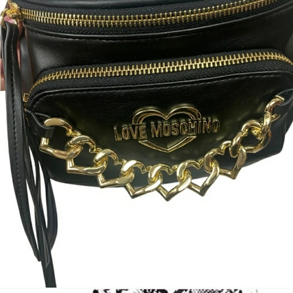 NWT Love Moschino heart chain faux leather belt bag authentic - Picture 12 of 13